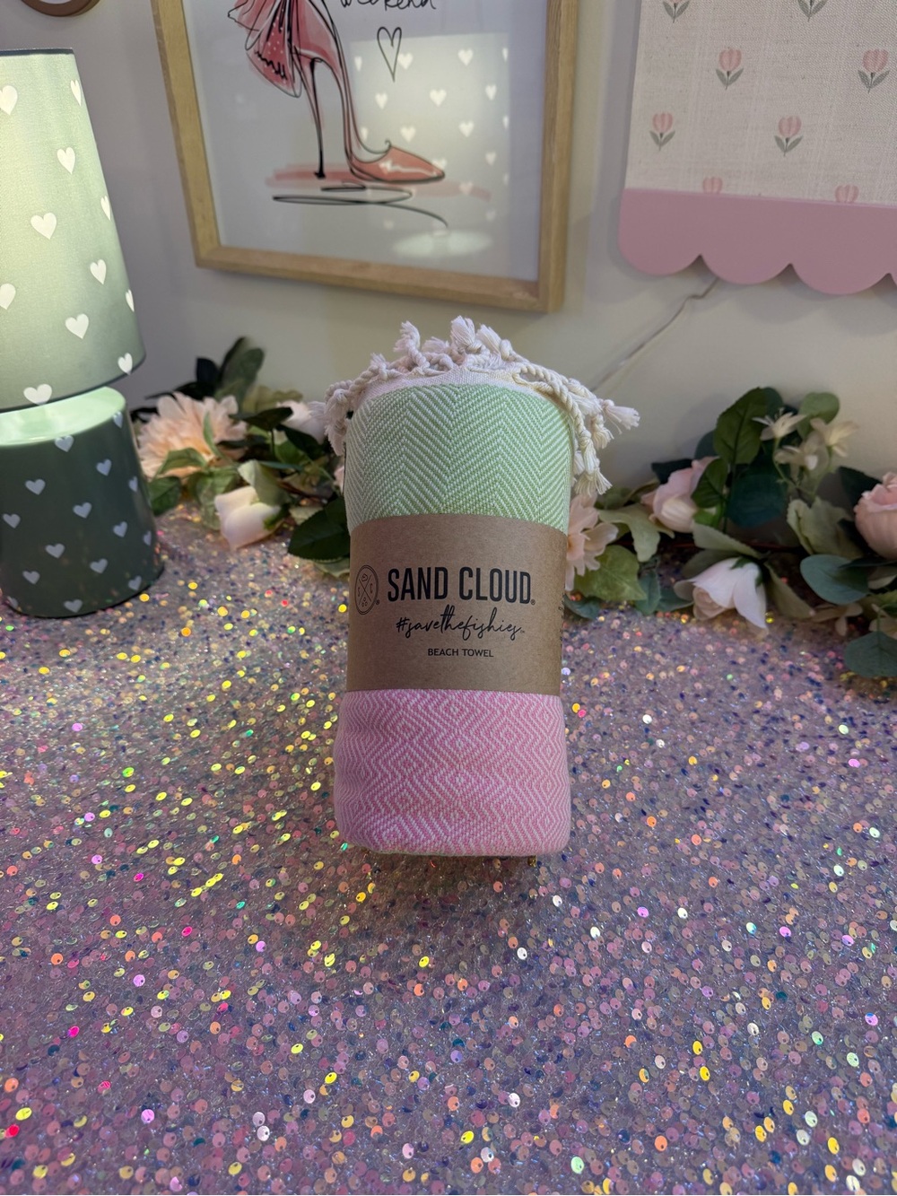 NWT Sand Cloud Beach Towel in ‘Salvia Stripe - Herringbone’